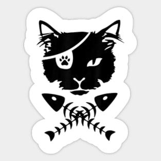 Cat Head With Fish Bone Sticker